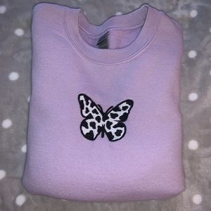 Lilac butterfly crewneck from small business
